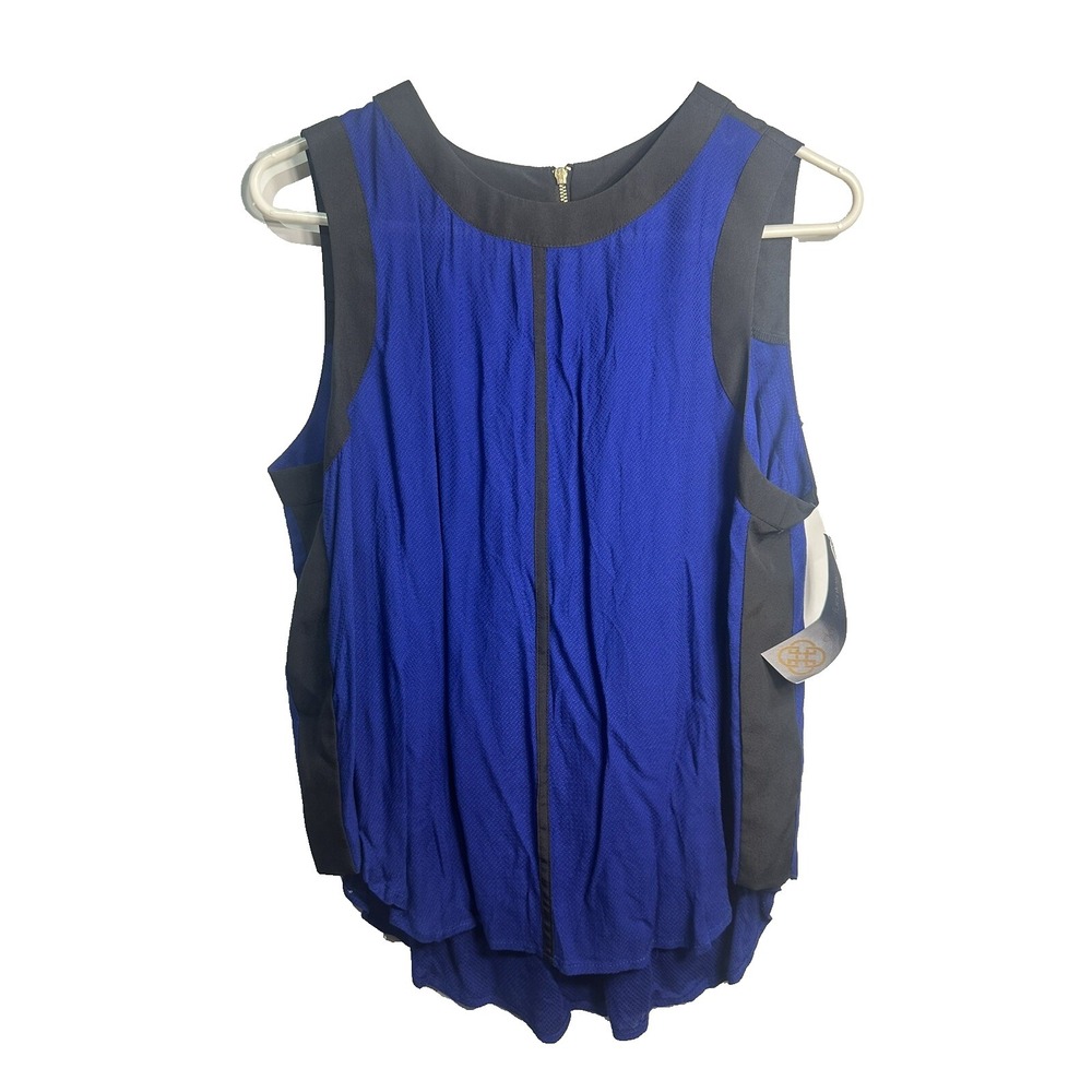 daisy fuentes womens blue black sleeveless tank top shirt size large